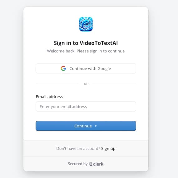TVOX.ai sign in screen